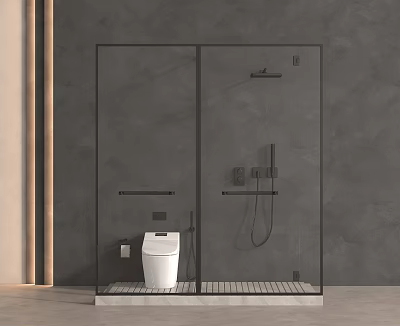 Modern Shower Sauna Design With Glass Enclosure Steam Features And Wooden Benches In Home Spa 3d model