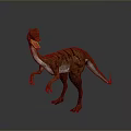 Realistic Brown Striped Dinosaur Model Standing With Open Mouth And Muscular Build