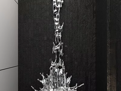 Silver Water Splash Shaped Decorative Ornament Set for Home Decoration 3d model