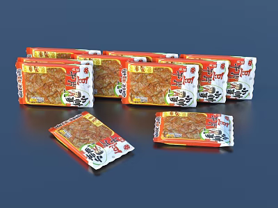 Multiple Red And Yellow Snack Packs For Daily Household Consumption 3d model