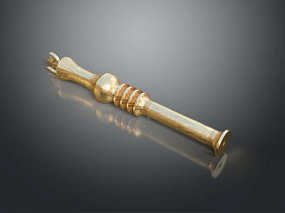 Ancient Golden Ornate Weapon With Cylindrical Shape Shiny Surface And Intricate Details 3d model
