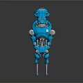 Blue Robot Character With Mechanical Structure Big Eyes And Standing Design