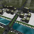 Modern Industrial Factory Park With Glass Buildings Green Landscaping And Wide Road