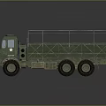 Vintage Green Military Utility Truck With Open Cargo Bed And Metal Roof Rack