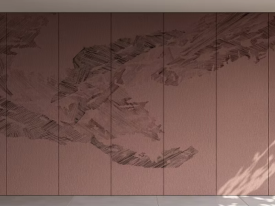 Brown Textured Background Wall Featuring Abstract Line Patterns And Light Shadow Effects 3d model