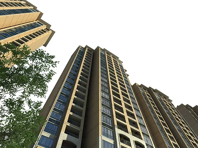 Modern Pergola Structure In High Rise Residential Complex With Greenery 3d model