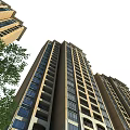 Modern Pergola Structure In High Rise Residential Complex With Greenery