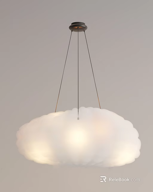 Modern Cloud Shaped White Chandelier with Soft Ambient Lighting for Home Decor 3d model 