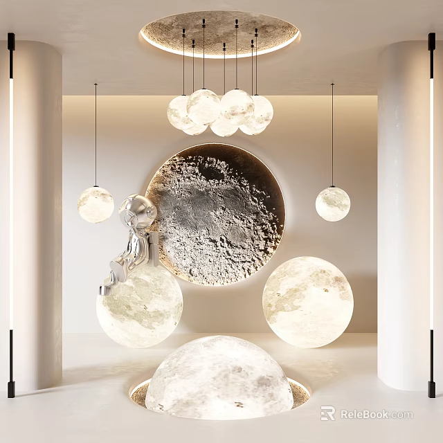 Moon Shaped Floor Lamps In Modern Interior 3d model 