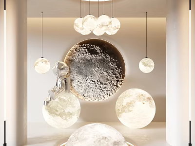 Moon Shaped Floor Lamps In Modern Interior 3d model