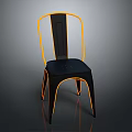 Modern Black And Orange Chair With Metal Frame Vertical Backrest And Sleek Contemporary Design