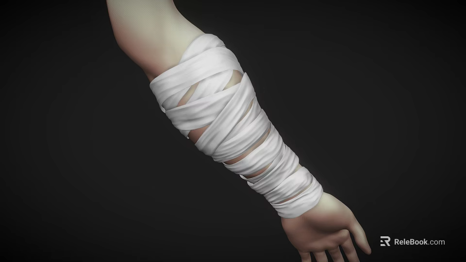 White Elastic Medical Bandage Device for Arm Immobilization and Wound Dressing 3d model 