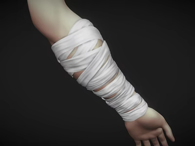 White Elastic Medical Bandage Device for Arm Immobilization and Wound Dressing 3d model
