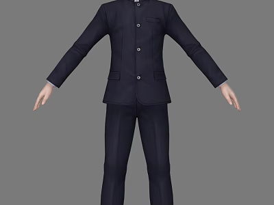 Man In Formal Dark Suit Standing With Arms Outstretched Full Body View 3d model