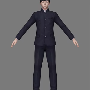 Modern Cartoon Boy Modern Cartoon Man Boy Student School Uniform Clothing Pants Clothes Youth 3d model