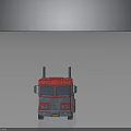 Red and Blue Toy Truck with Two Smokestacks and Autobot Logo