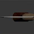 Curved Knife 3D Model With Silver Blade And Brown Handle