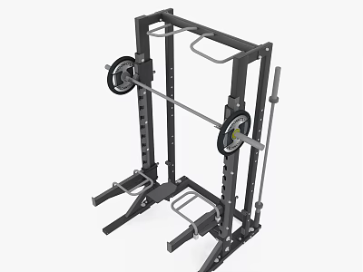 Sturdy Multifunctional Sports Equipment Squat Rack With Barbell And Weight Plates 3d model