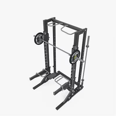 Sturdy Multifunctional Sports Equipment Squat Rack With Barbell And Weight Plates 3d model