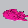 Pink Low Poly Wolf Head Wall Decor With Geometric Design And Gray Background