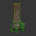 Traditional Stone Stela With Turtle Shaped Base And Intricate Carvings