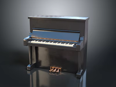Black Upright Piano With Shiny Surface Classic Design And White Keys 3d model