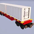 Two Section White Container Freight Function Vehicle With Red Chassis And Wheels For Cargo Transportation