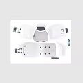 Modern White Massage Bathtub With Double Seat Jets And Control Panel