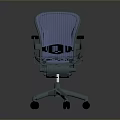 Comfortable Blue Mesh Office Chair With Black Armrests And Wheeled Base