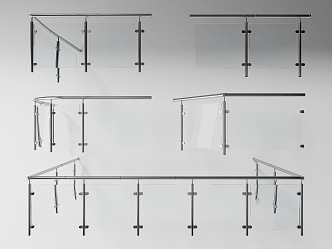 stair railing glass railing 3d model