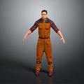 Men's Orange Coveralls With Dark Purple Top Multiple Pockets Workwear Design