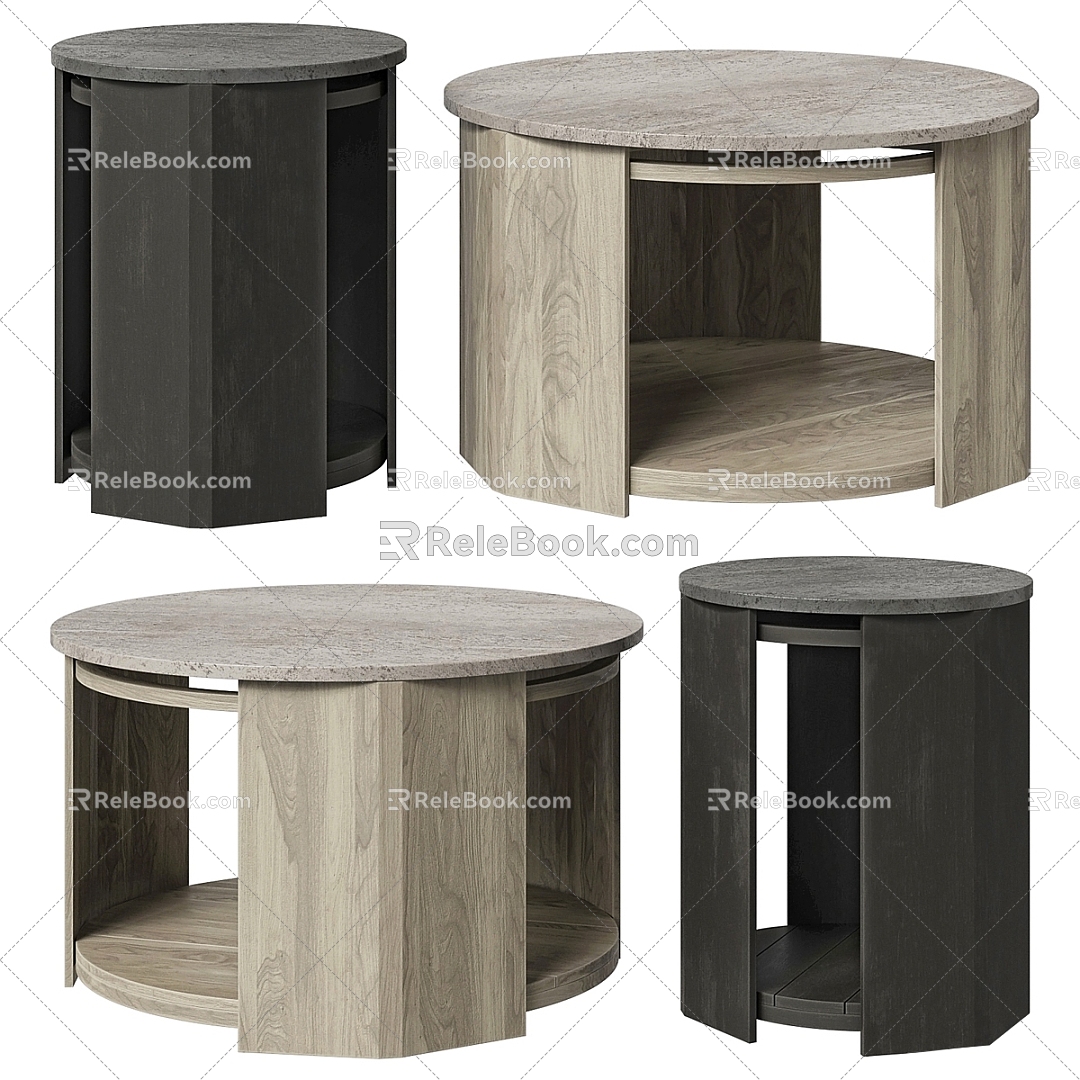 Coffee Table Combination Marble Coffee Table Hole Stone Coffee Table Round Coffee Table 3d model