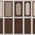 Wooden Cabinet Door Components Featuring Grid Oval And Solid Panel Designs 3d model
