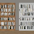 Wooden and White Bookcases Filled with Various Books in Modern Room