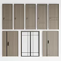 Various Wooden Hinged Doors With Different Panel Designs And Glass Options 3d model