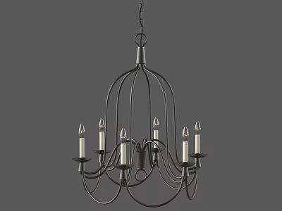 Vintage Black Metal Chandelier With Candle Shaped Lights And Classic Design 3d model