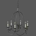 Vintage Black Metal Chandelier With Candle Shaped Lights And Classic Design