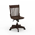 Wooden Office Chair With Slat Back Design Swivel Base And Caster Wheels