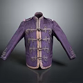 Purple Jacket With Decorative Buttons And Embroidered Cuffs For Daily Use