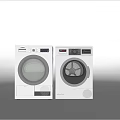 Two White Front Load Washing Machines With Digital Control Panels And Modern Design