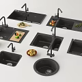 Modern Black Kitchen Sinks With Faucets Fruit Vegetables And Drainer Accessories