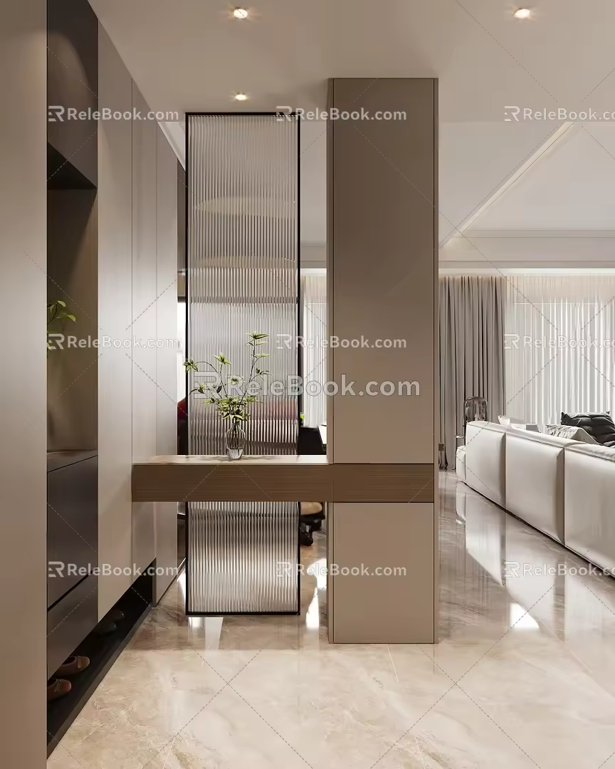 Entrance shoe cabinet partition glass partition 3d model