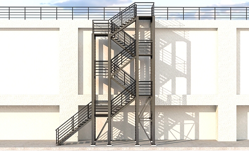 Steel Structure Stairs Outdoor Stairs Fire Stairs External Stairs Guardrail Steel Structure 3d model