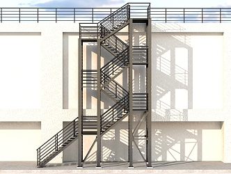 Steel Structure Stairs Outdoor Stairs Fire Stairs External Stairs Guardrail Steel Structure 3d model