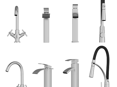 Stylish Modern Water Faucets Showcasing Various Designs And Sleek Finishes 3d model