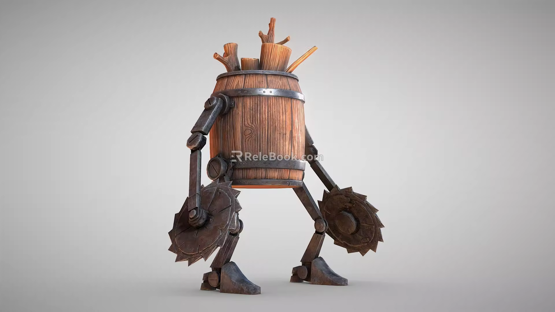 Barrel robot sci-fi robot mecha man 3d model