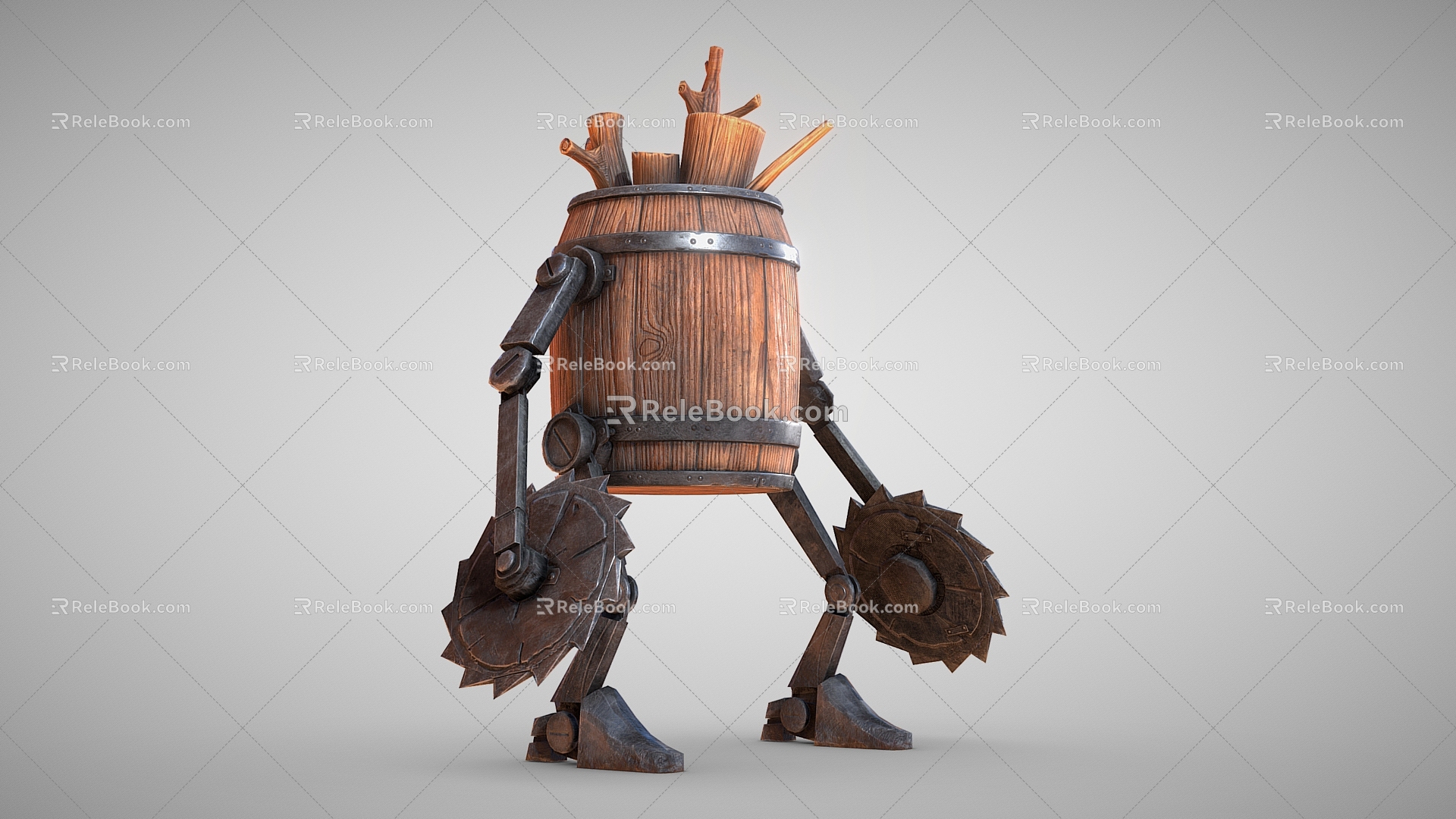 Barrel robot robot sci-fi robot mecha man 3d model