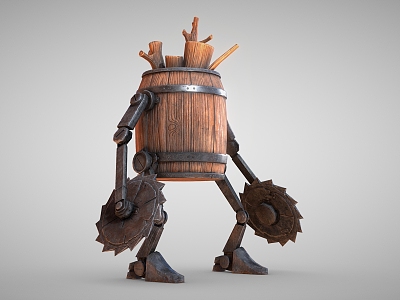 Barrel robot sci-fi robot mecha man 3d model