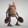 Barrel robot sci-fi robot mecha man 3d model