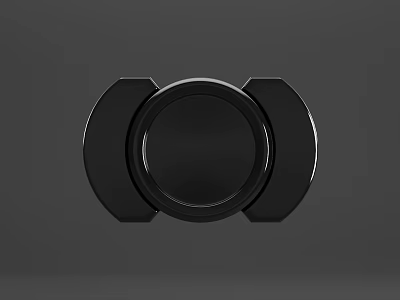 Modern Shiny Black Circular Mechanical Component With Symmetrical Side Panels 3d model
